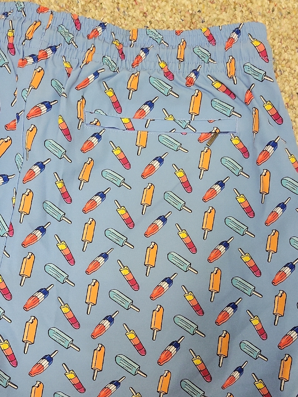 Caribbean Light Blue Swim Shorts with Colorful Popsicle Print Men's Large New - Picture 3 of 6